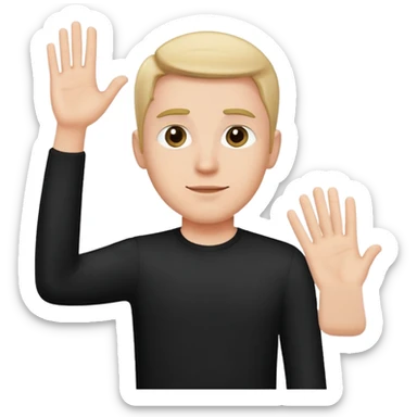 This emoji : 🙋🏼‍♂️ but the shirt need to be black  sticker