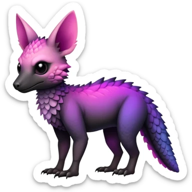 Cool Edgy realistic Black-pink-purple-gradient Trico-animal-creature full body sticker
