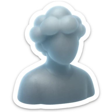 A person from the shoulders up, entirely composed of fluffy white convex clouds sticker