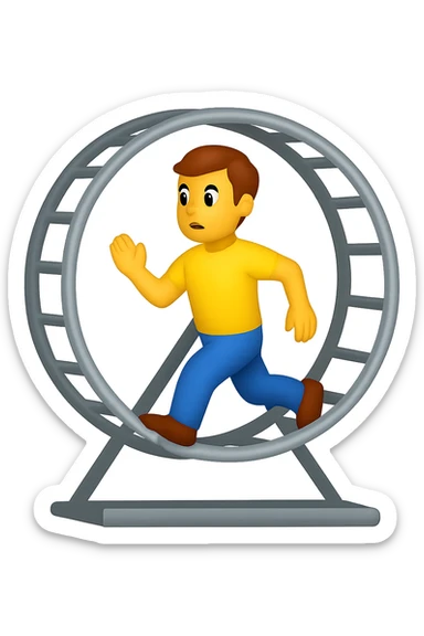Uomo che corre dentro la ruota del criceto emoji style iphone  sticker