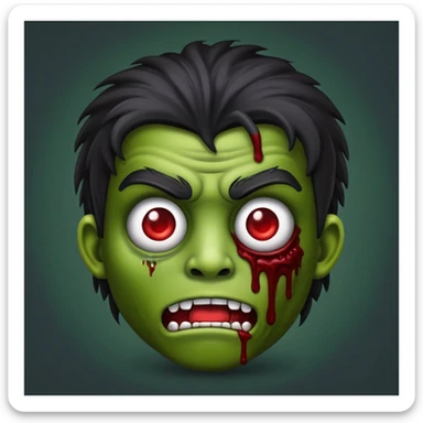 emoji de zumbi com cabelo masculino preto sticker