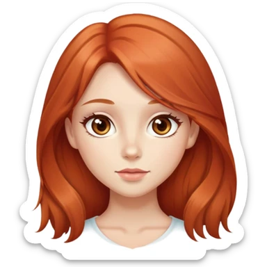 Cute girl with a long hair red almond eye brown sliming with blush  sticker