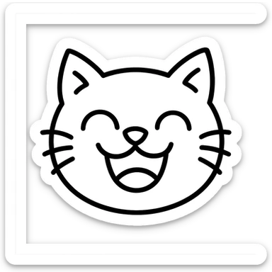 hand-drawn outlined icon of a funny cat face sticker