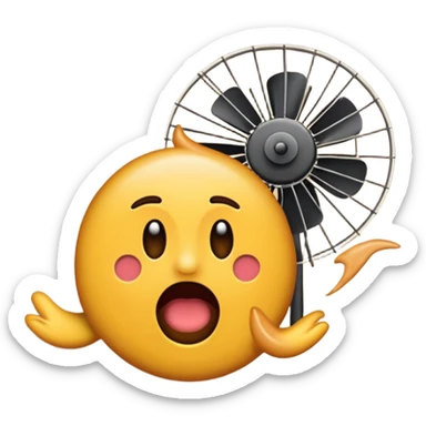 Create a shit emoji being thrown from a fan, like "shit in the fan" expression sticker