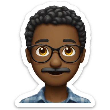 portrait of a boy with glasses curling his mustache  sticker