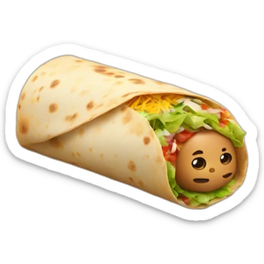 Burrito with a human face  sticker