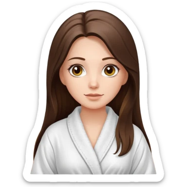 pretty white long brunette hair girl with hazel eyes in a bathrobe  at the spa sticker