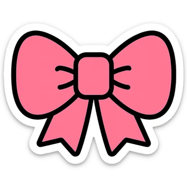 cute pink bow tie icon with color outline and black outlines sticker