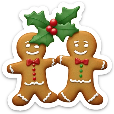 Two gingerbread kissing under a mistletoe  sticker