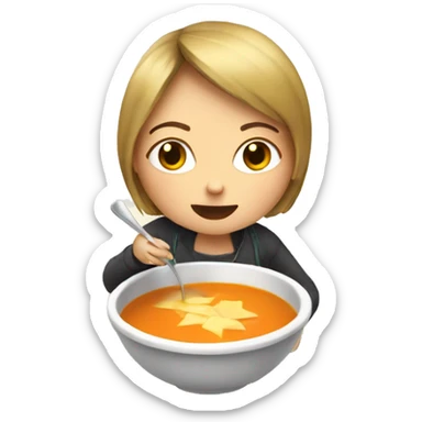 Girl eating soup sticker