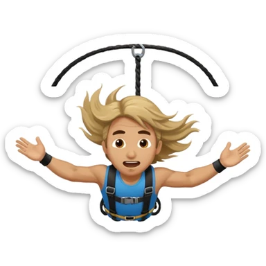 bungee jumping man face only with flying long hair and open mouth sticker