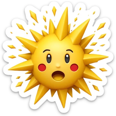 A 3D Apple-style emoji of a  explosion shape, expressing a loud sudden sound sticker