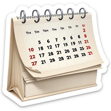 Calendar with marked date showing the 15th, desk calendar with torn pages sticker