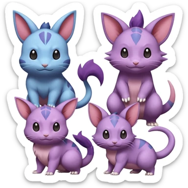 Nidoran-Purrloin-Delcatty-Rattata-Pokémon (full body) sticker