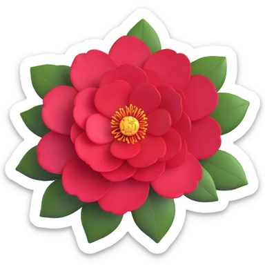 minimalist red camellia with just five layered petals sticker