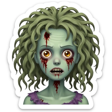 Mulher zumbi com pés escura ferimentos e um cabelo crespo sticker