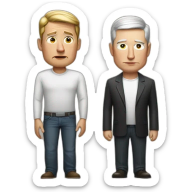 Sad Tim Cook and mad Elon Musk sticker