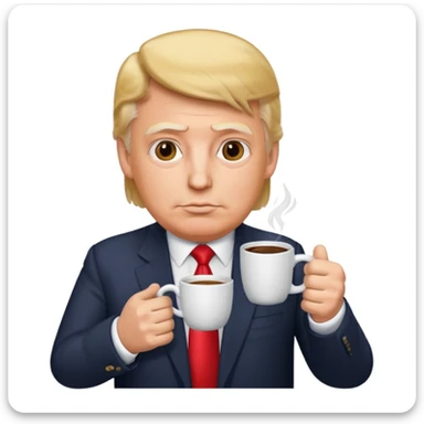 Trump with a coffee  sticker