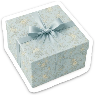 Elegant Rococo pale white blue ditsy floral gift box  , remove background sticker