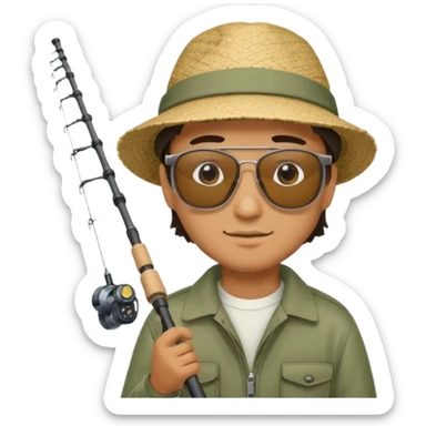 a man with a fishing rod sticker