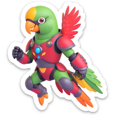 party parrot reimagined as a space marine, vibrant, energetic, with sci-fi armor and a festive vibe sticker