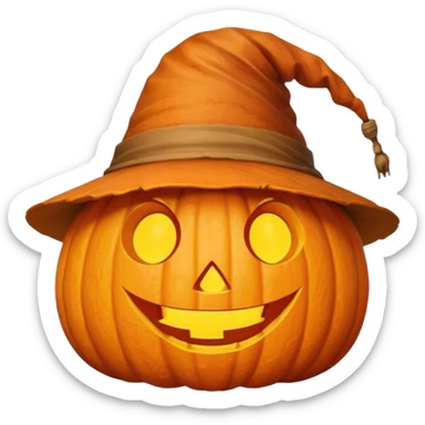 fall ecstatic emoticon artsy slightly creepy pumpkin hat sticker