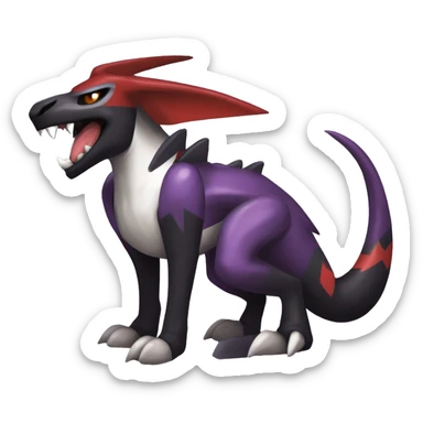 Black Cool Edgy Nargacuga-Houndoom-Garchomp-Noivern Fakémon  with White and Red and purple and black Edgy markings sticker