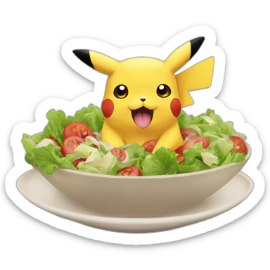 Pikachu mange une salade sticker