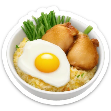 chicken thigh rice bowl with two eggs sticker