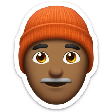 Man wearing beanie, gloves, ear phones sticker