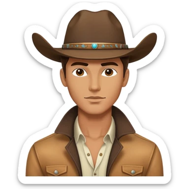 Handsome Western male fashion model with chiseled features, styled hair, designer clothes sticker