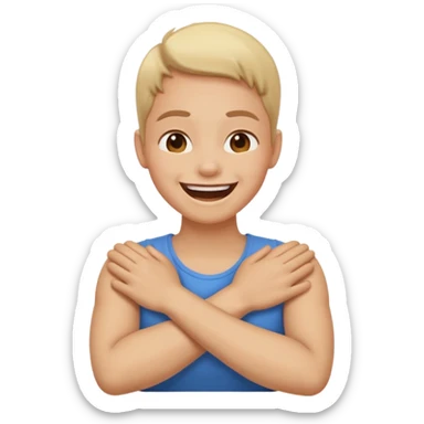 arms crossed holding neck laughing sticker