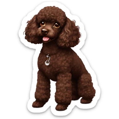 Chocolate brown miniature poodle  sticker