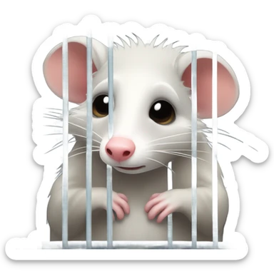 Sad Opossum in a cage sticker