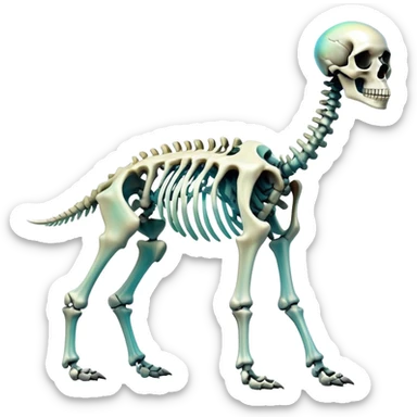 An iridescent gradient epic shiny cool edgy skeletal animal, full body sticker