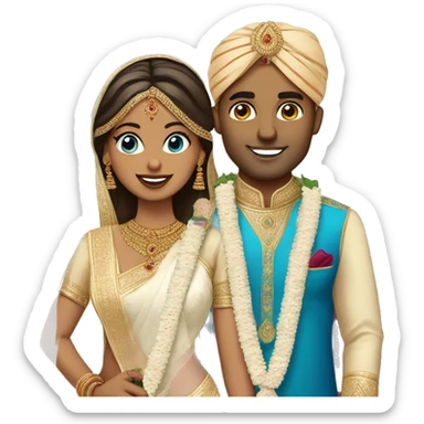 Indian groom with white skin blue eyes bride with saree sticker
