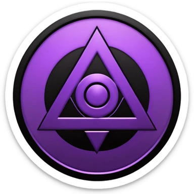 Emoji, dark futuristic occult sigil, symmetrical geometric shape, black metal with faint violet glow, gothic cyber aesthetic, minimal flat design, sharp edges, centered, transparent background sticker