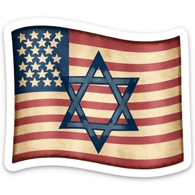 United States flag with a swastika symbol and star of david symbol on the flag sticker