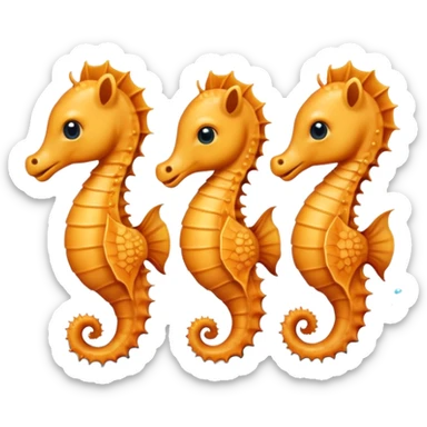 3 cute baby sea horses swimming happy together  sticker
