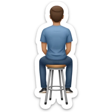 a person sitting on stool full back head turn

 sticker