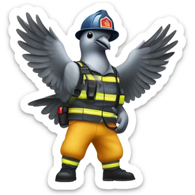 Pigeon fire fighter fighting fire sticker
