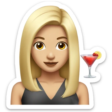 Blonde and straight hair girl sustaining cocktail sticker