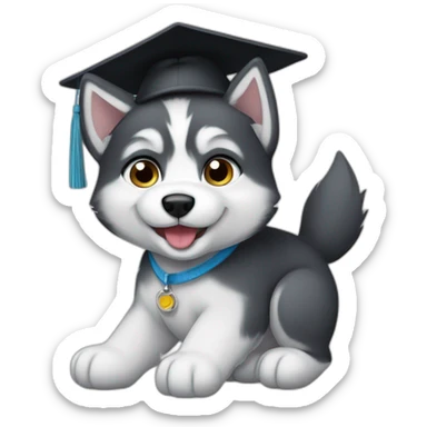 Husky puppy in mortarboard sticker