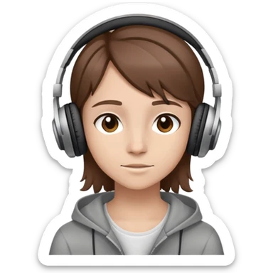 teenager with headphones listening to music sticker