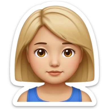 create a girl emoji with shoulder length short hair, chubby cheeks, straight hair and tan skin sticker