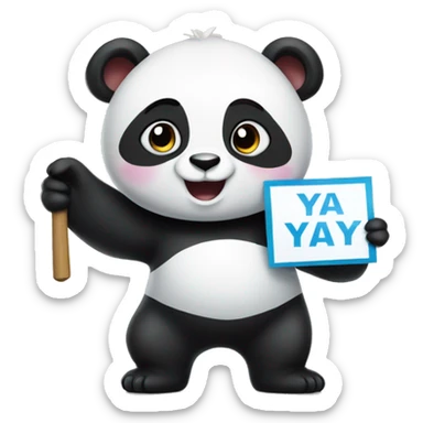 Panda holding a sign that says YAY sticker