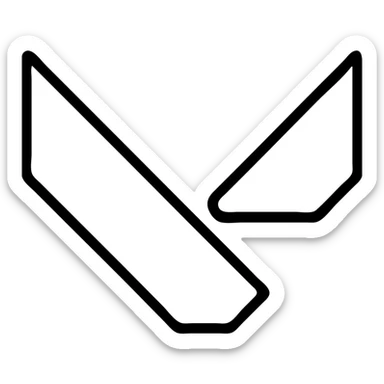 Valorant-inspired logo featuring the letter V, black outlined icon style, no fill, bold and sharp lines, minimalist, suitable for an app icon sticker
