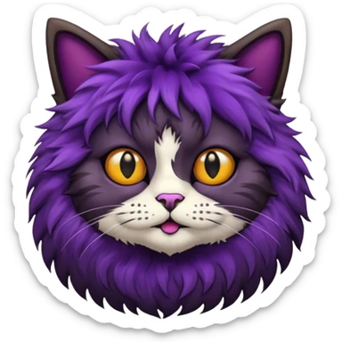 Hairy cat with aubergine sticker