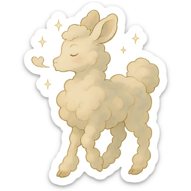 vanilla-colored cloud doe with sparkles, soft and dreamy, blowing a gentle kiss sticker