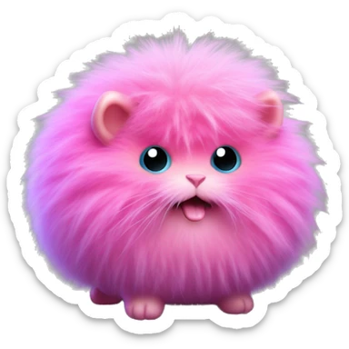 A Pygmy Puff is a small, fluffy magical creature bred by wizards and witches, resembling a miniature ball of fur with bright, vivid colors like pink or purple. Known for their playful antics and affectionate demeanor, Pygmy Puffs are popular pets  sticker